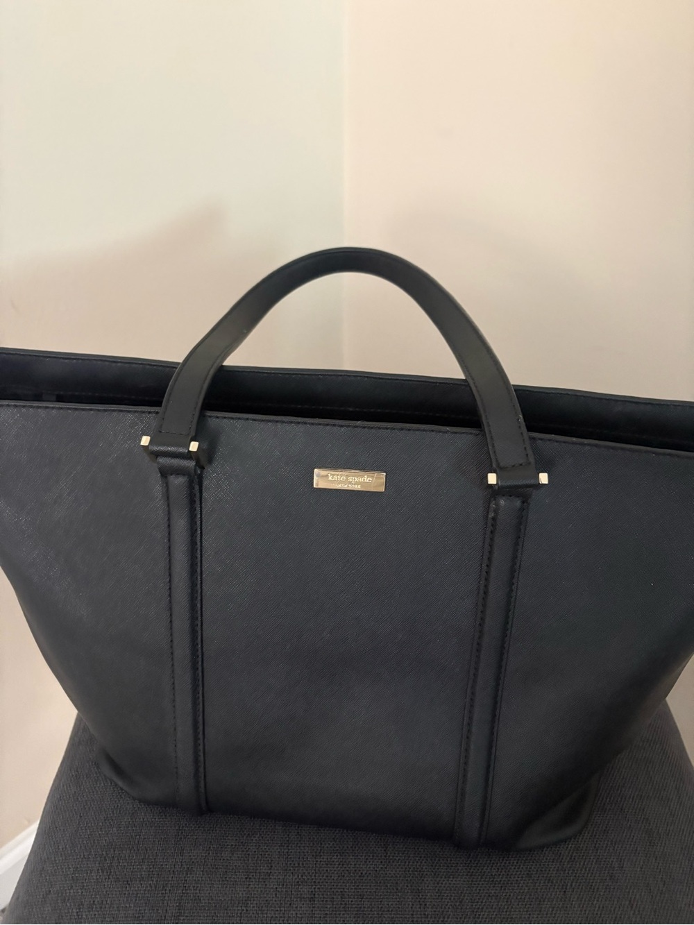 Kate Spade Large Solid Black Tote Shoulder Purse Used